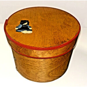 VTG WOODEN ROUND CHEESE BOX HAND PAINTED 7” FARMHOUSE COUNTRY